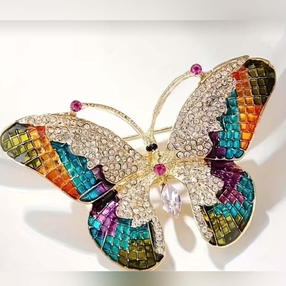 Multicolor Crystal Butterfly Brooch - Women Jewelry Brooches